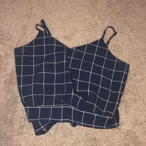Navy checkered crop top
